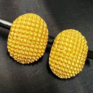 Vintage Large Brutalist Modernist Micro Thorns Earrings Clip On Gold Spiky 1115